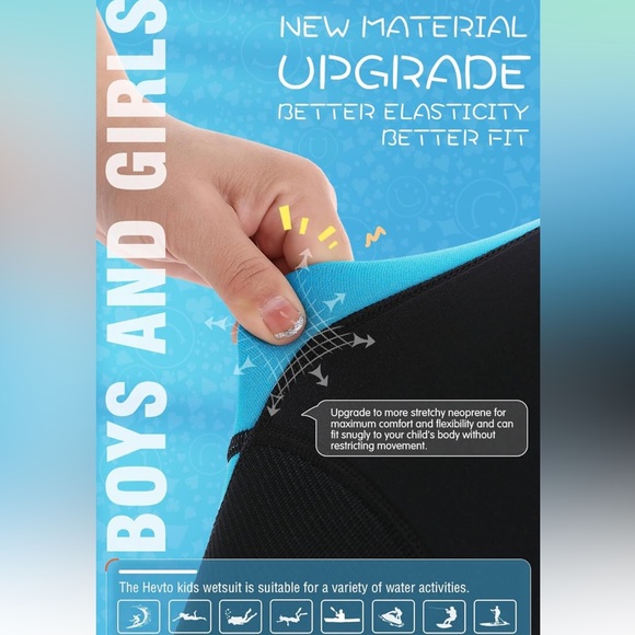 Hevto Wetsuit Youth 3/2mm Front Zip Neoprene Diving Surfing Swimming Suit NWOT - Picture 2 of 6